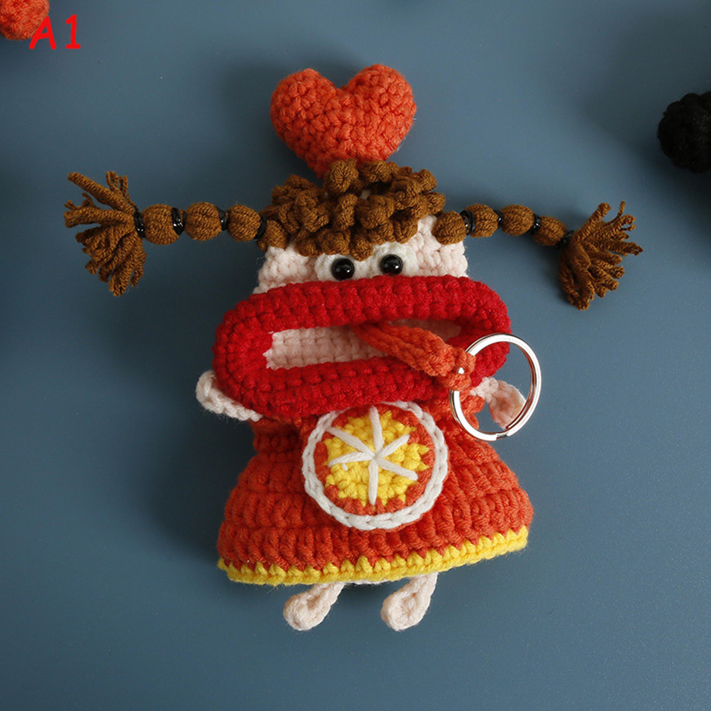 Handmade Crochet Cartoon Sausage Mouth Key Pouch, Cute Knitted