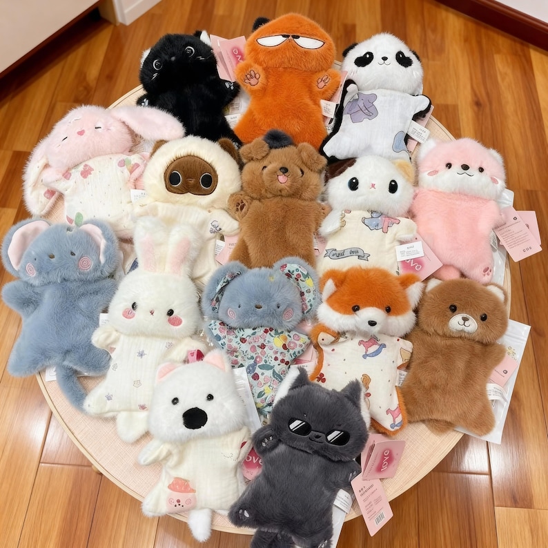 Handgemachte Plüsch Stress Relief Tier Puppe, niedliche Katze Hund Fidget Spielzeug, weiches Squeeze Komfort Spielzeug mit Sitzsack, Angst Relief Geschenk Bild 1