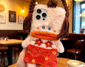 Handgefertigte Plüsch lustige Wurst Lippen iPhone Handy Hülle Kompatibel mit allen iPhone Modellen, Kawaii Cartoon Handyhülle Geschenk, iPhone 17,iPhone 17PRO