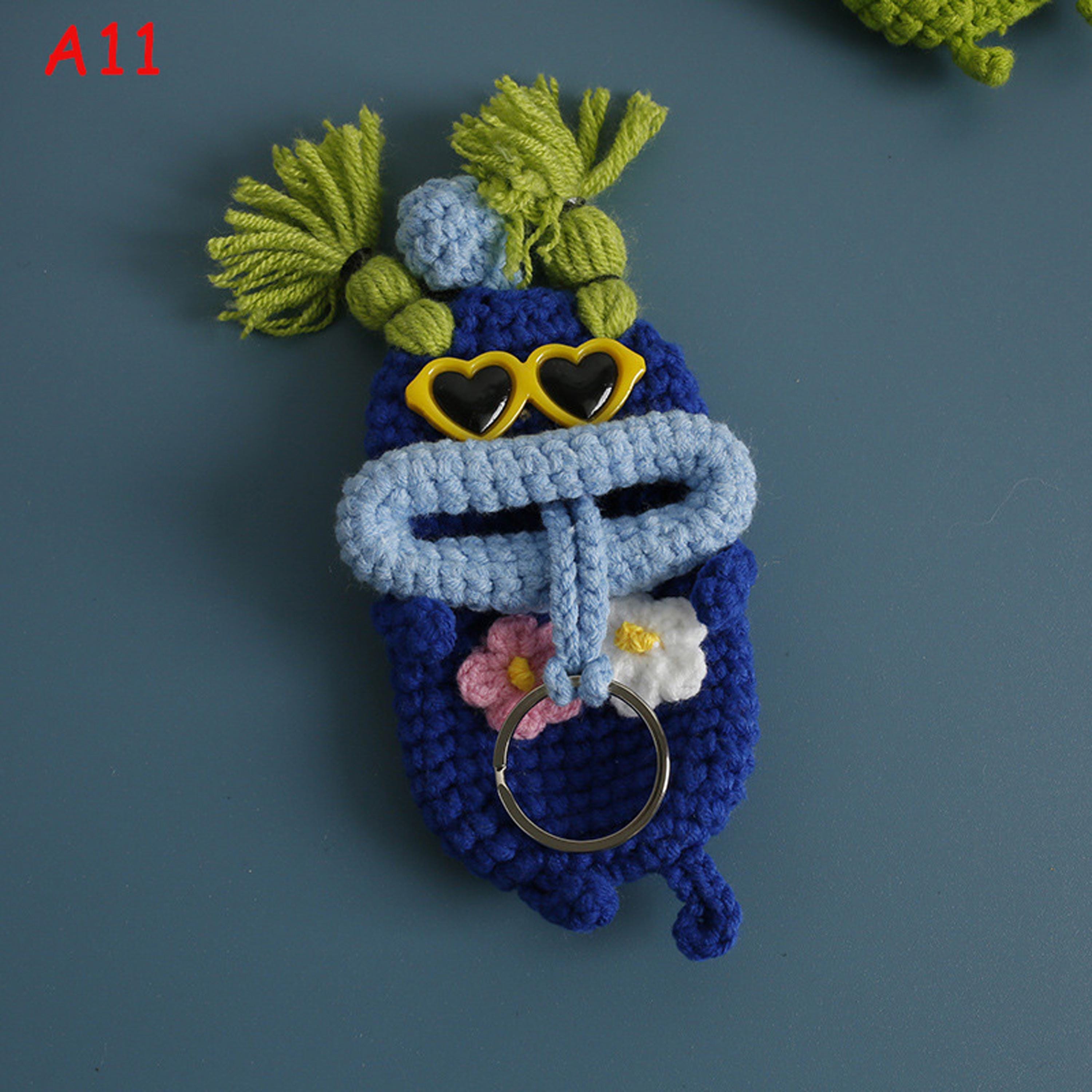 Handmade Crochet Cartoon Sausage Mouth Key Pouch, Cute Knitted