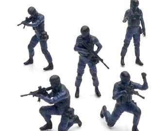 1/64 Hand-Painted SWAT Tactical Figures – 5 Poses Elite Team Diecast Diorama Set