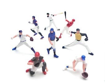 Baseball Figures Set, Painted/Unpainted, Diorama Base, 1/64 1/87 HO 1/32