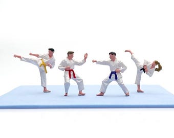 1:64 Scale Karate Miniature Figures Hand Painted Diorama Set of 4