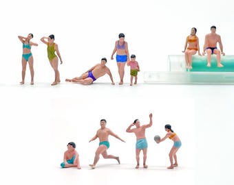1 64 Pool Party Mini Figures Hand Painted Swimsuit Poses Diorama People