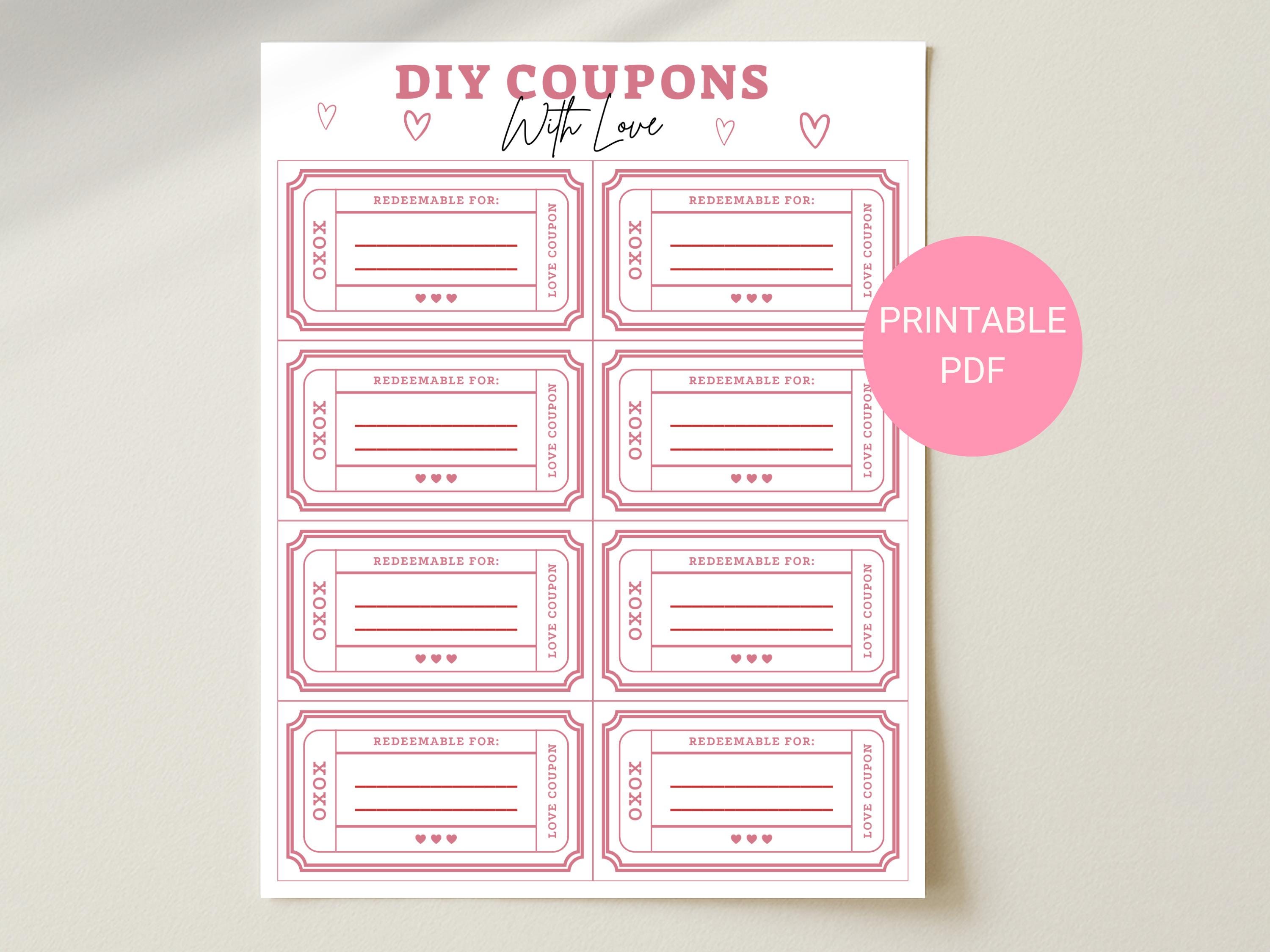 DIY Love Coupons, Printable Gift (digital Download PDF) - Etsy