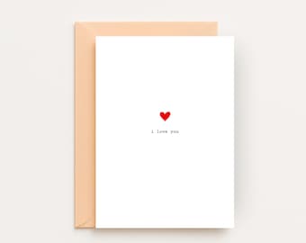 Minimalist Heart I Love You Card, Anniversary, Valentine or Just Because (Digital Download)