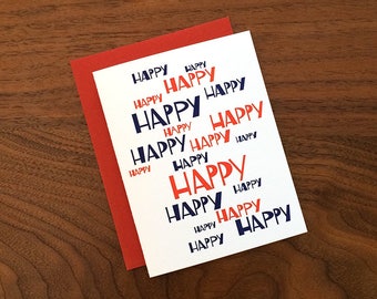 Happy Happy Birthday - Letterpress Card