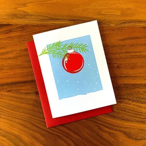 Letterpress Christmas Card - Classic Red Ornament