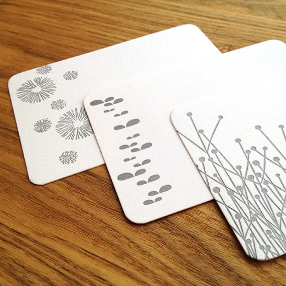 Letterpress Notecard Set With Button and String Folder - Nature Series ...