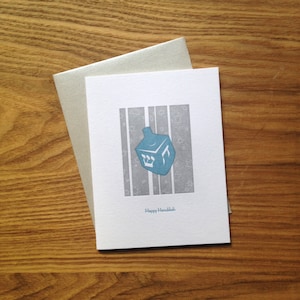 Letterpress Hanukkah Card - Dreidel avec l’arrière-plan star de David