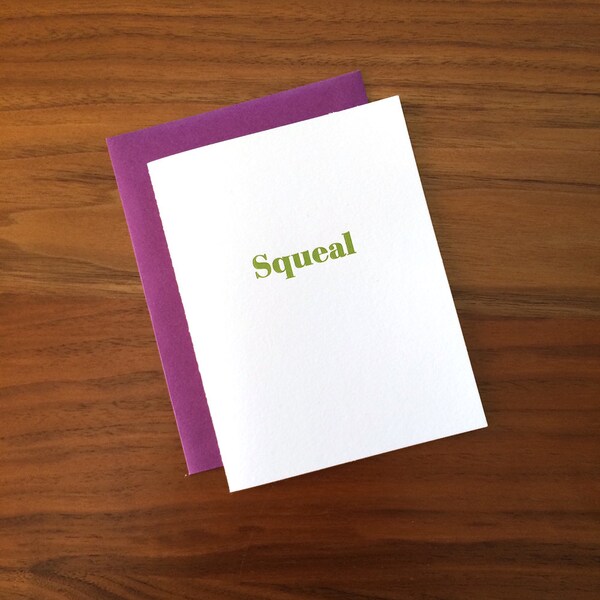 Squeal Letterpress Card - Word Play Series