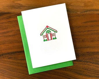 Letterpress Christmas Card - Gingerbread House