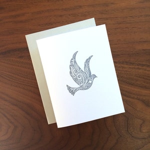 Peace and Love Silver Dove - Letterpress Holiday Card