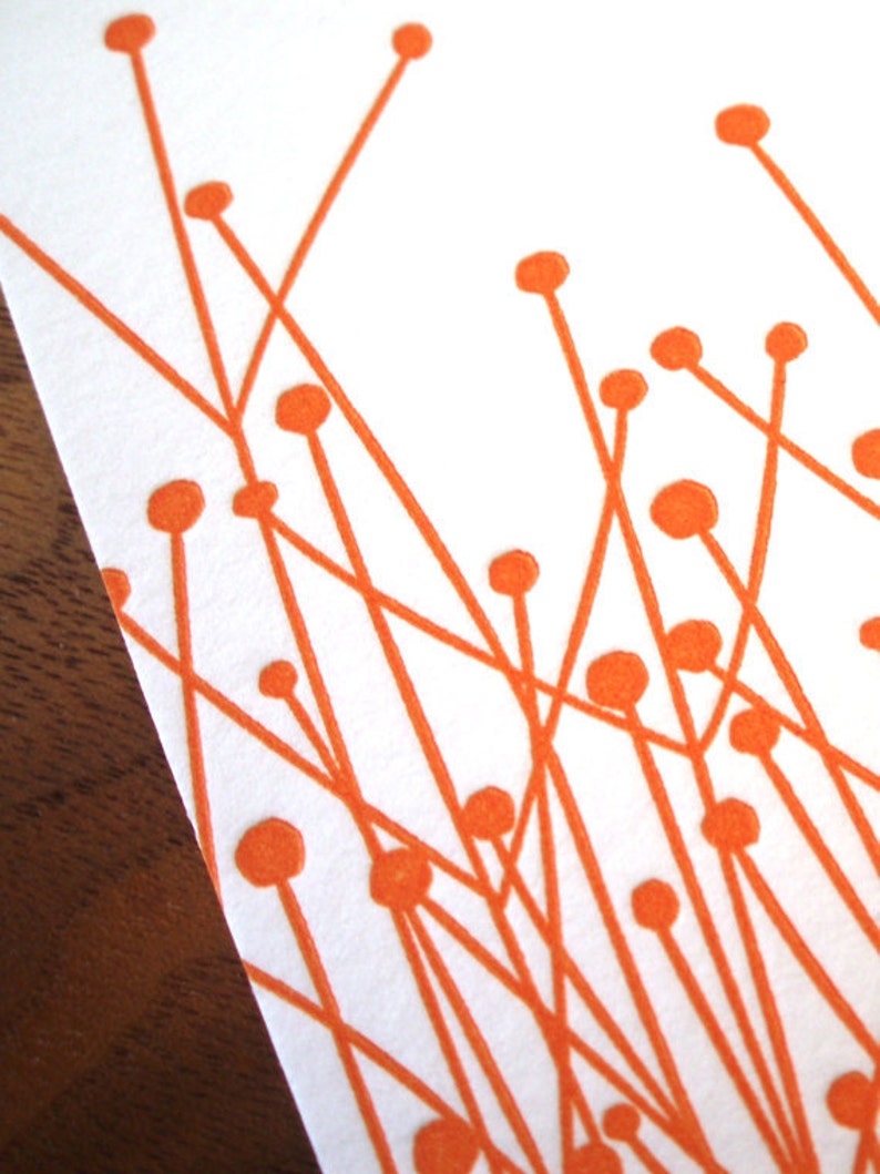 Letterpress Buckslip Notecards Orange Wild Mustard Notecard image 3