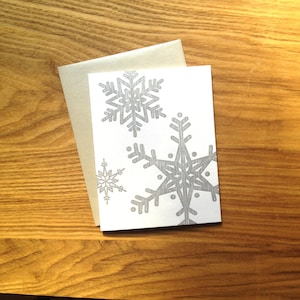 Letterpress Holiday Card - Silver Distressed Snowflakes