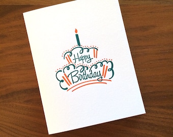 Happy Birthday Cake - Letterpress Card