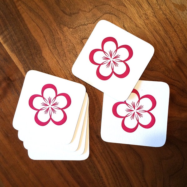 Letterpress Coasters - Dogwood Flower