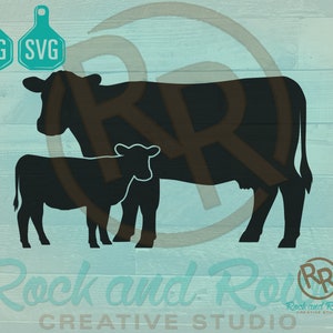 Cow Calf Silhouette SVG Files | Cattle SVG | Vector | Download Vector File | Cow Heifer pair | svg file | png file | cow calf illustration
