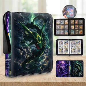 Peut inclure: Un classeur à cartes à collectionner noir orné d'une créature verte ressemblant à un dragon avec des effets d'éclairs. La tranche indique LEGENDARY COLLECTION, No. 484 et No. 384. Les pages intérieures présentent des pochettes plastiques.