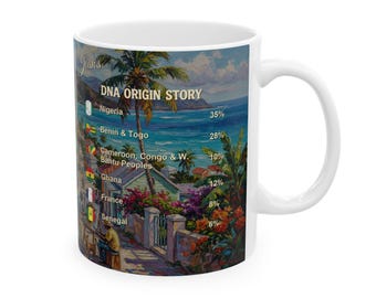 Personalized Genealogy Coffee Mug of Haitian Heritage & Custom Haiti Family Tree Ancestry Gift