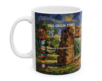 Personalized Genealogy Coffee Mug of Tongan Heritage & Custom Tonga Family Tree Ancestry Gift