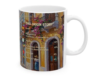 Personalized Genealogy Coffee Mug of Puerto Rican Heritage & Custom Puerto Rico Ancestry Gift