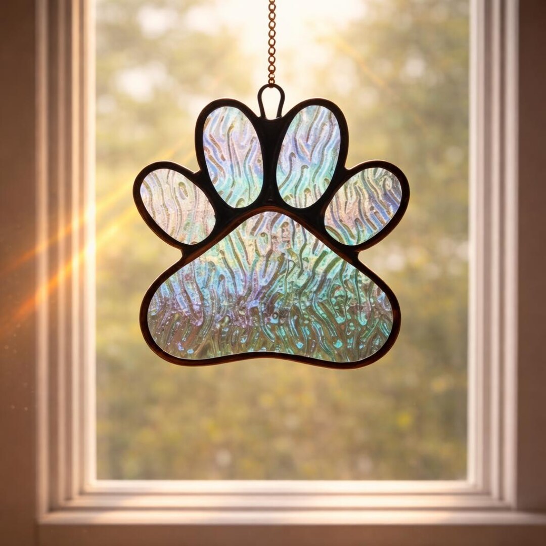 Stained Glass Paw Print Suncatcher Pattern, Pet Memorial DIY (PDF ...