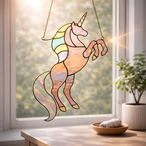 Unicorn Stained Glass Pattern PDF Magical Creature Suncatcher DIY Digital Download Beginner Craft Template
