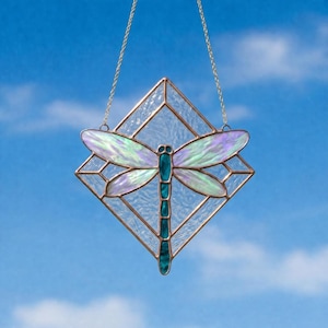 Dragonfly Stained Glass Pattern PDF, Geometric Suncatcher DIY, Beginner Glass Template, Nature Insect Window Decor Download