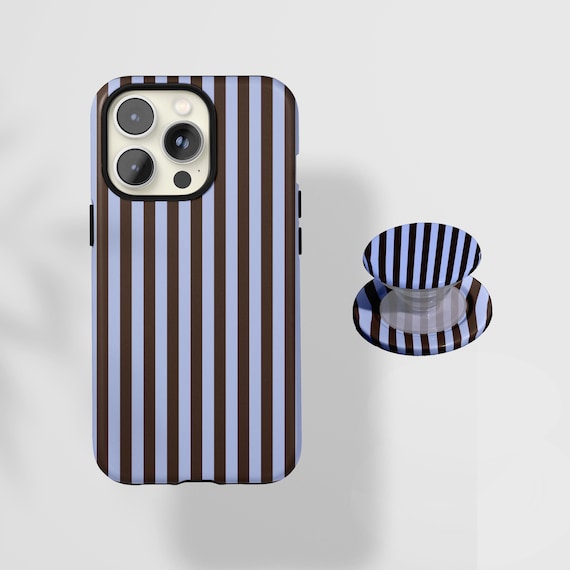 Blue and Brown Striped Phone Case, Vertical Stripe Pattern iPhone Cover, For iPhone 17 16 15 14 13 12 Pro Max X XS, Samsung S22 Ultra Blue and Brown Striped Phone Case, Vertical Stripe Pattern iPhone Cover, For iPhone 17 16 15 14 13 12 Pro Max X XS, Samsung S22 Ultra