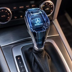 Mercedes-Benz Style RGB LED Crystal Gear Shift Knob, Motion Activated Illuminated Shifter Handle, Luxury Interior Upgrade