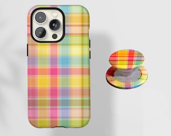 Colorful Checkerboard Pattern Phone Case, Trendy Phone Case, Compatible With iPhone 17 16 15 14 13 12 Pro Max X XS, Samsung S22 Ultra