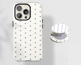 White Polka Dot Phone Case,Soft Girl Cute Design,Y2K Style,Cute Trend Aesthetic,iPhone 17 16 15 14 13 12 Pro Max, Samsung S24, S23 S22 Ultra