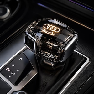 Audi Style RGB LED Crystal Gear Shift Cover, Light Up Shifter Knob Trim, Luxury Interior Upgrade Gift for Audi Owners