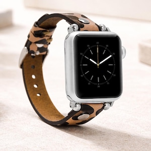 Handgemaakte volnerf band met luipaardprint en opvallende statementstijl voor de Apple-serie