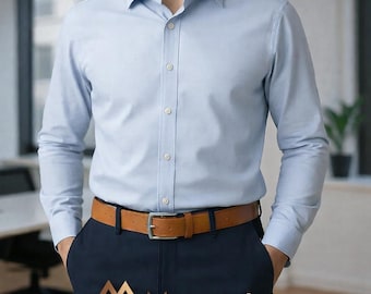 Genuine Leather Mens Belt With Metal Buckle For Everyday Smart Casual Wear