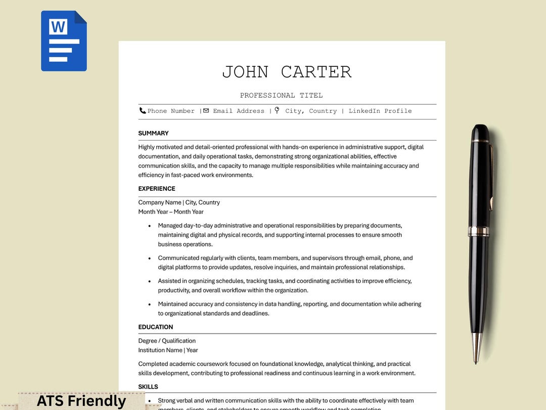 ATS Resume Template With Cover Letter | Modern CV (MS Word Editable ...
