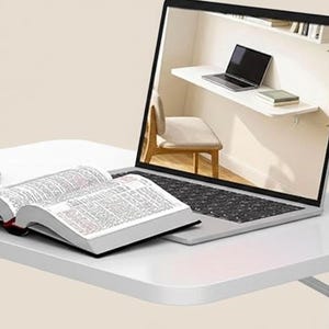 Handmade White Folding Wall Mounted Desk – Space Saving Floating Table, Collapsible Brackets