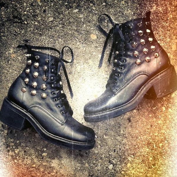 Studded Combat Boots: Size 6.5