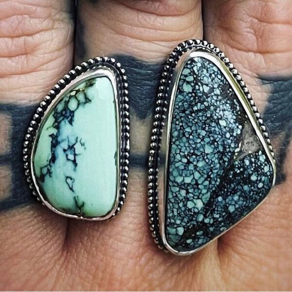 Snowville Variscite + New Lander Variscite Floating Stones Ring
