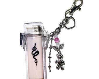 Pink bear lighter case keychain