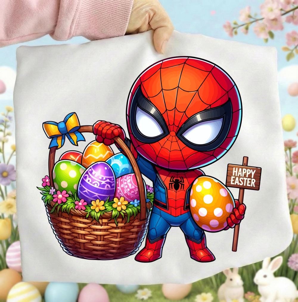 Chibi Spiderman Easter PNG | Spidey Bunny Basket Shirt Design | Marvel ...