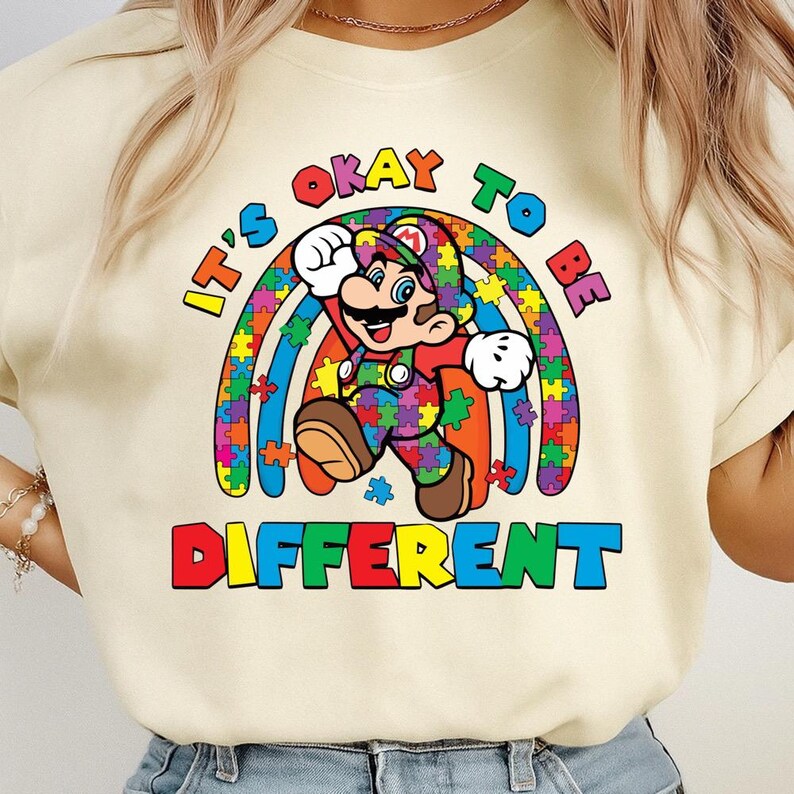 Mario Autism Awareness PNG | It's Okay to Be Different Shirt Design ...