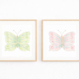 Set di decorazioni murali preppy stampabili con farfalle colorate ad acquerello, download digitale immagine 3