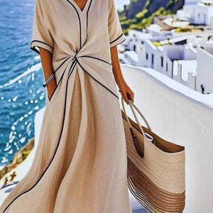 Vestido de verano de lino y poliéster