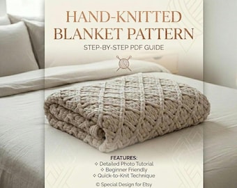 Finger Knit Blanket Pattern PDF – Puffy Diamond Throw