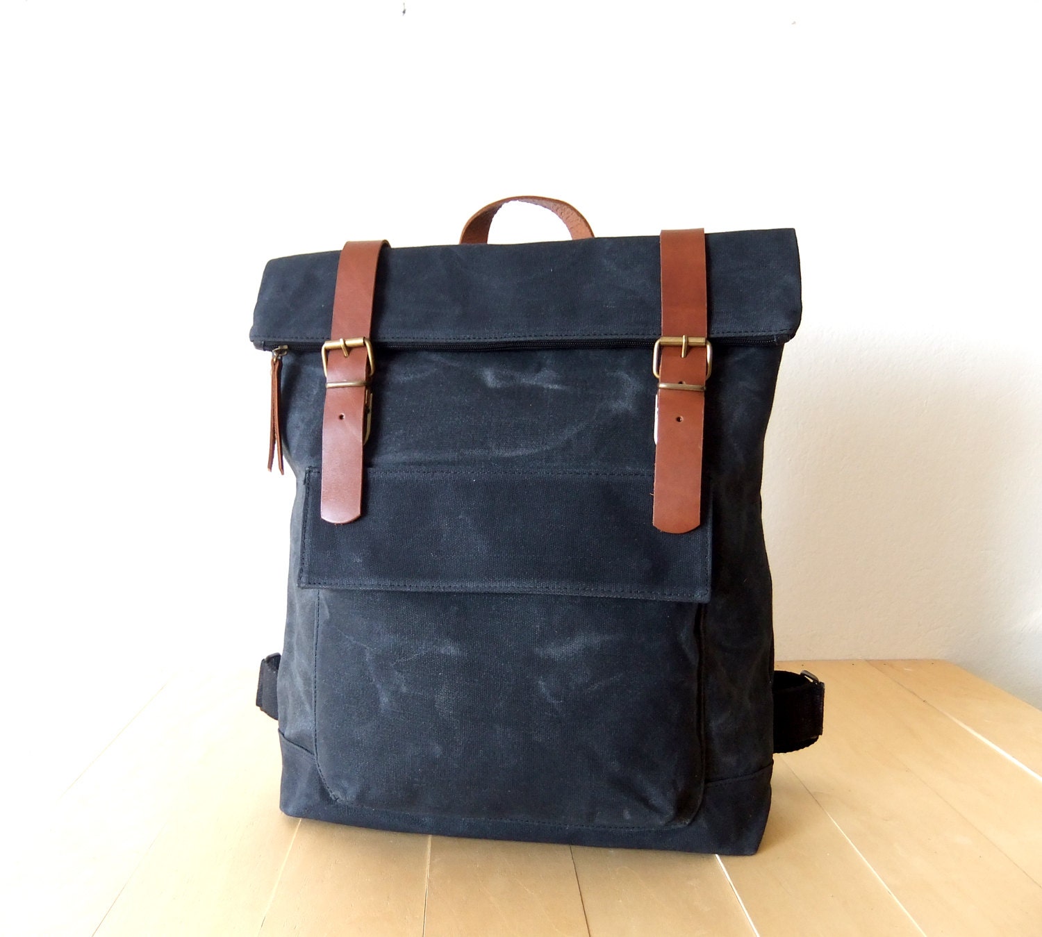 Sac ?� dos en toile cir?�e en noir, cadeau pour papa, f??te des p?�res cadeau Skincare Foldover, sac 