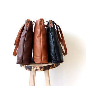 Brown Leather Handbag Leather Tote Bag Light Brown Leather Handles ...