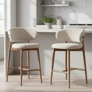 Moderne Scandinavische barkruk, barkruk, handgemaakte massief houten barstoel, aangepast formaat