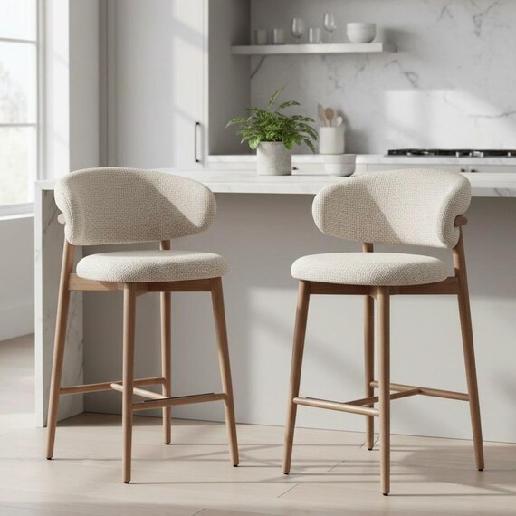 Modern Scandinavian Bar Stool, Counter Stool, Handmade Solid Wood Bar Chair, Custom Size